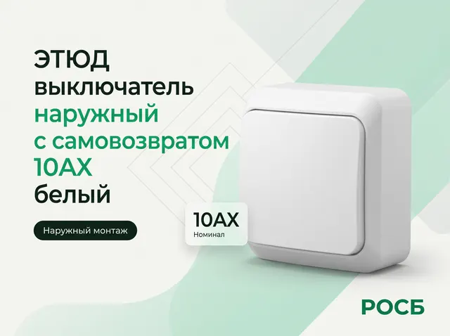 ЭТЮД выключатель наружный с самовозвратом 10АХ, белый